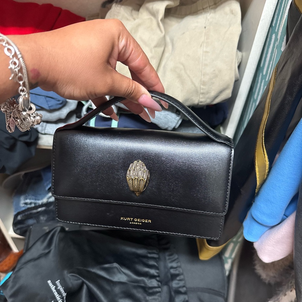 Kurt Geiger Black Clutch with Gold Accent